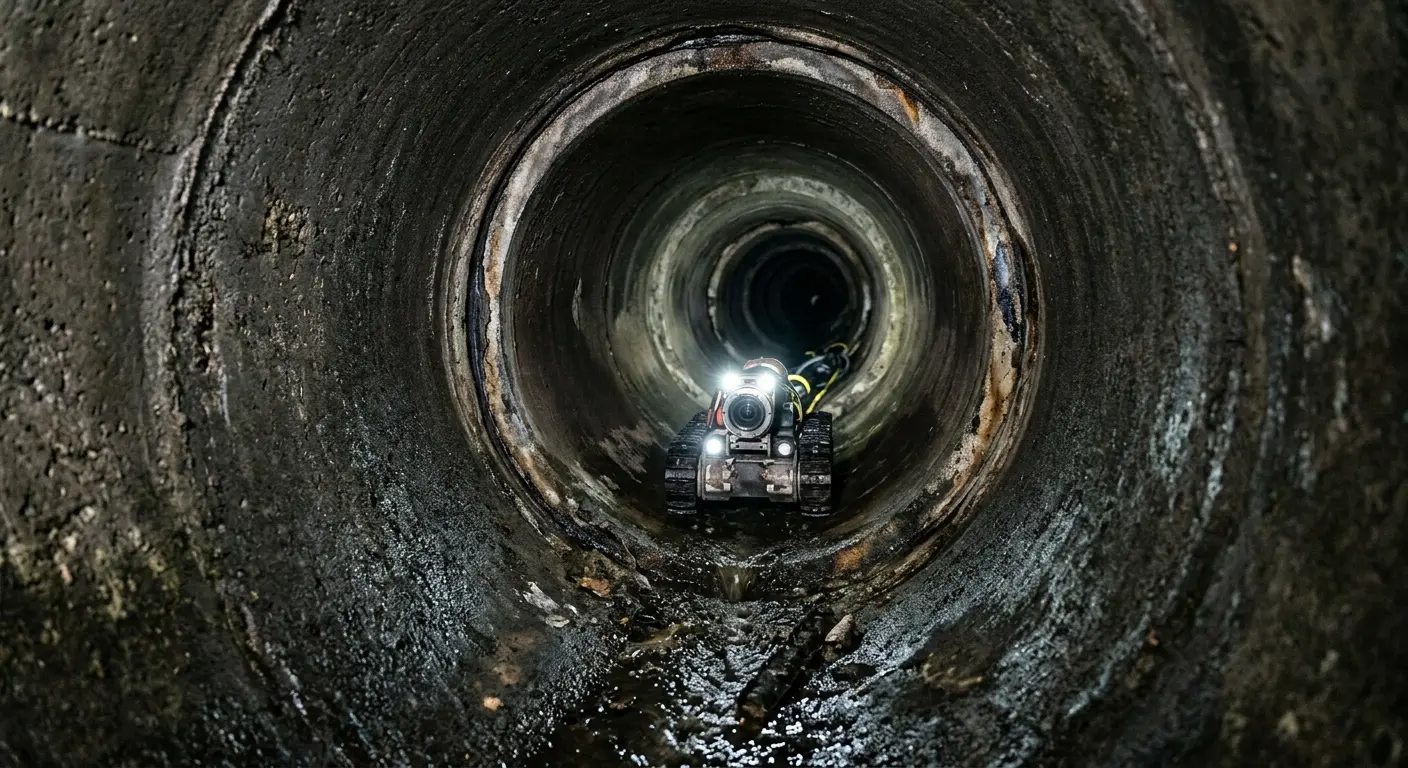 Robotic sewer camera inspecting pipe interior for Sewer Line Repair in Canyon Lake